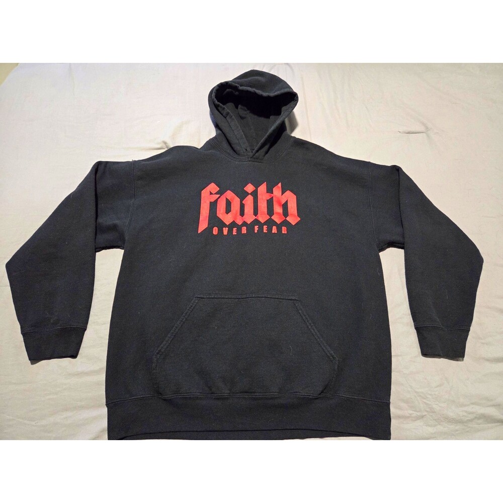 Reason Clothing Faith Over Fear Hoodie Men XL Black Graphic Religious Streetwear